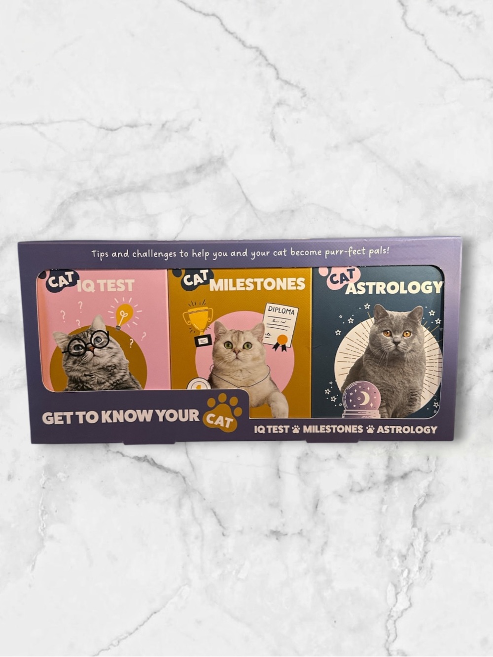 Get to know your cat cards, Iq test, milestones, astrology card set